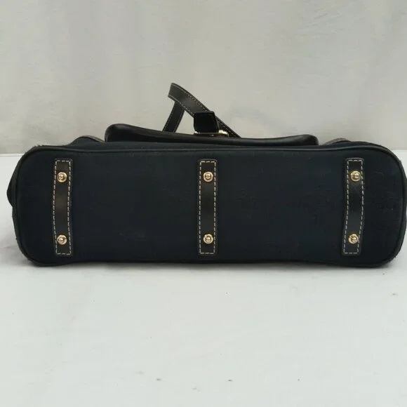 Dooney Bourke Handbag Black All Weather Leather VTG Logo Pattern Zipper Zipper - Picture 2 of 16